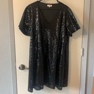 Short black sequin dress 1X
